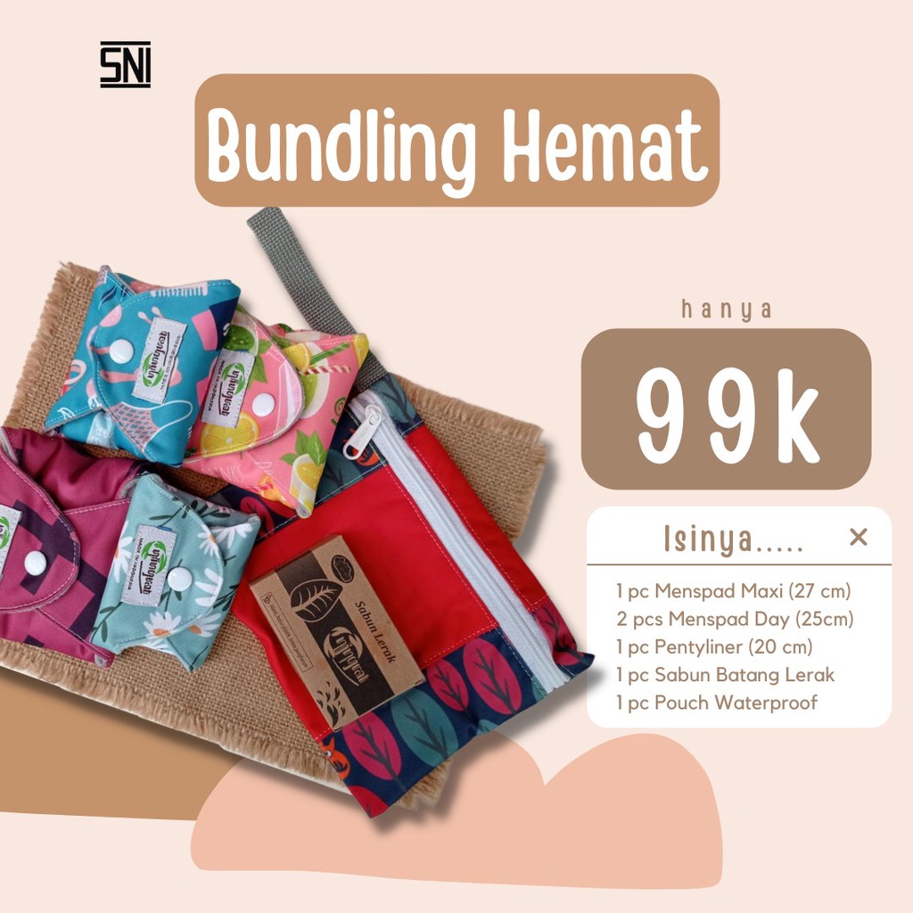 Ningrat Menspad Paket Bundling Pembalut kain Cuci Ulang Wanita Menstrual pad SNI