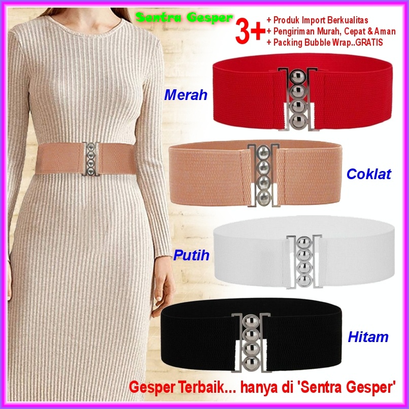 Belt Gesper Sabuk Wanita Pita Obi Karet Ikat Pinggang Fashion Cewek Korea Oby Besar Jumbo Big Women
