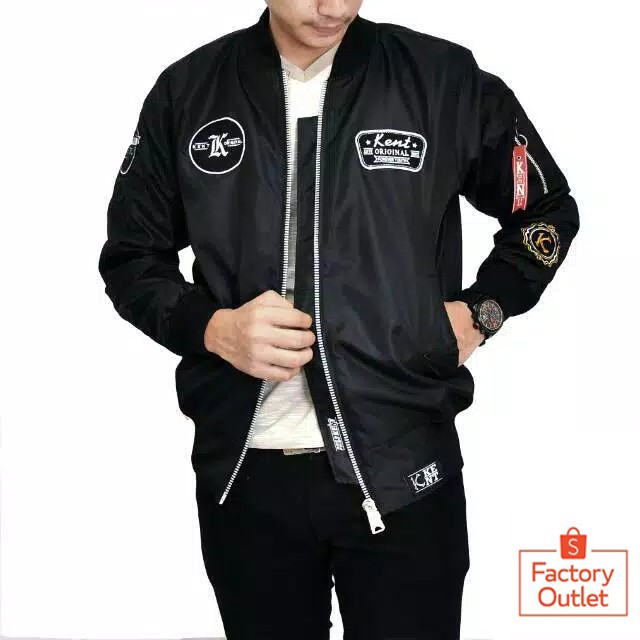 Kent JAKET Bomber Pria Retro Original Black