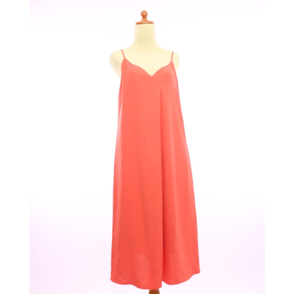 #VL14729 Uniqlo salmon peach strap loose midi dress || veloved.id