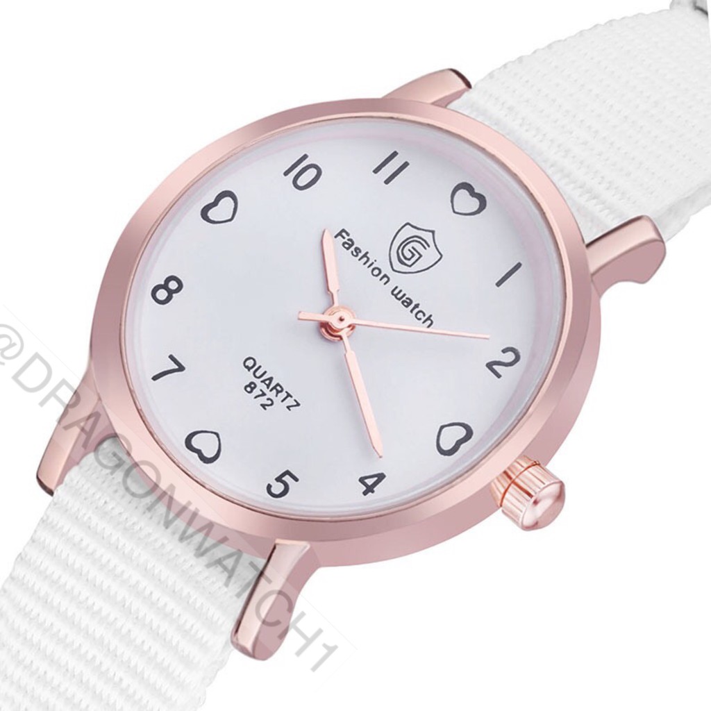 [Ready Stork] Jam tangan wanita fashion canvas gaya korea plat love jam kain murah   S1135