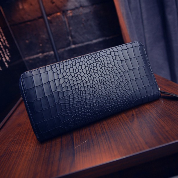 DOMPET WANITA PESTA PANJANG KULIT HITAM CROCO MEWAH IMPORT PREMIUM CORRA WA029B5 KOREA PARIS FASHION