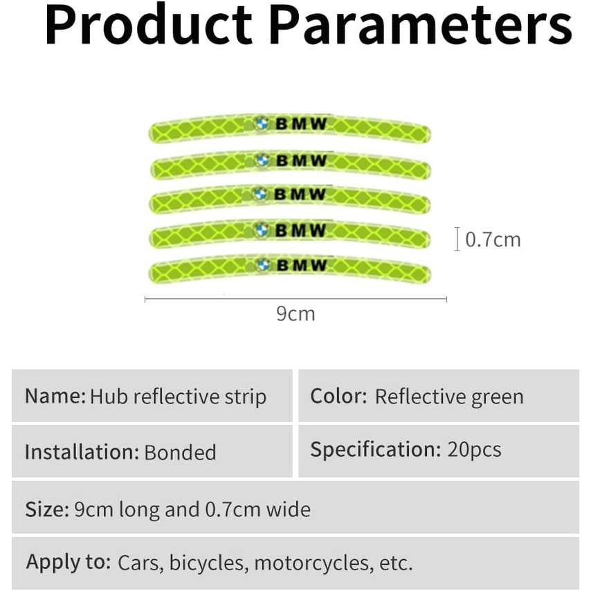 BMW 20 Lembar Stiker strip Reflektif Untuk Dekorasi Ban Mobil E36 E46 E90 E30 F30 F10 E39 F25 F22 F46 F45