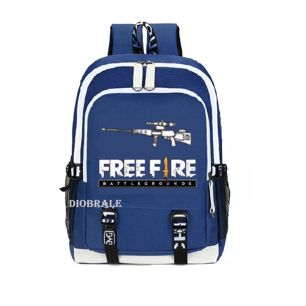 Diobrale - Tas Ransel Anak Sekolah Laki Perempuan Free Fire Backpack Murah PAUD TK SD