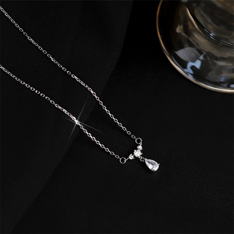 【Stok Ready-7days Tiba】Kalung Wanita Anti Karat Klavikula Desain Water Drop Bahan Zirkon