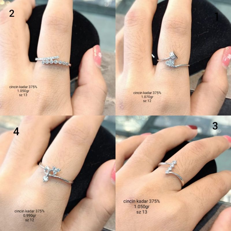 Cincin Emas Putih Model Terbaru Kadar 375%/8K