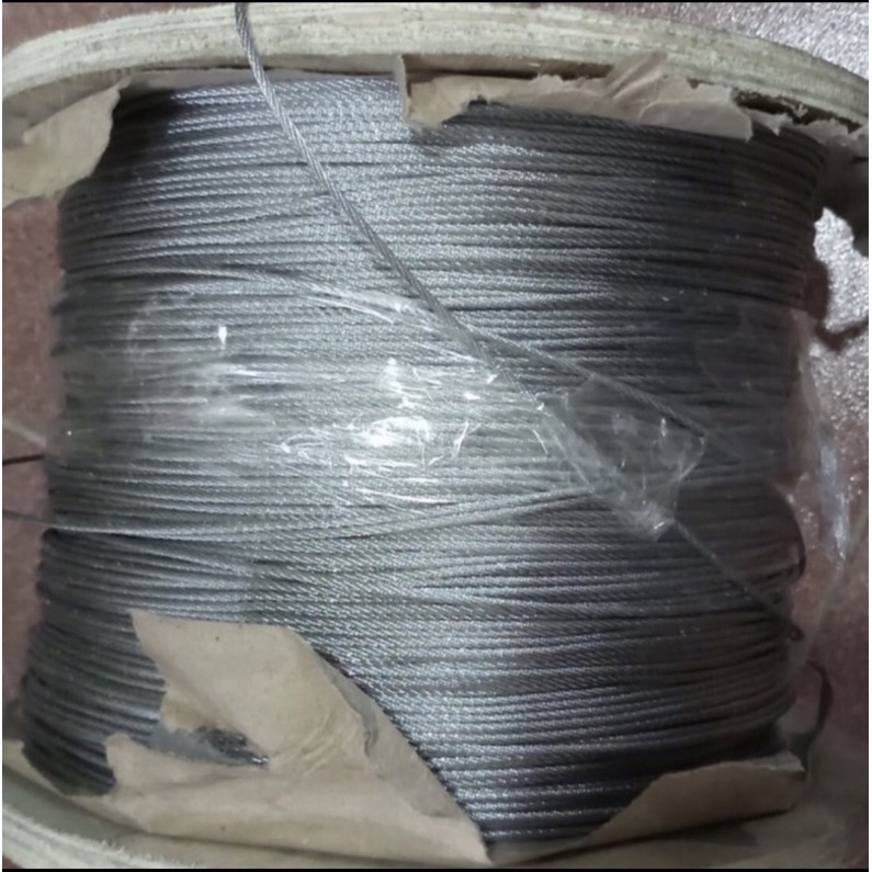 3mili Kabel seling baja galvanis anti karat ( HARGA 1 meter ya ) sling wire rope 3 mm tali kawat sel