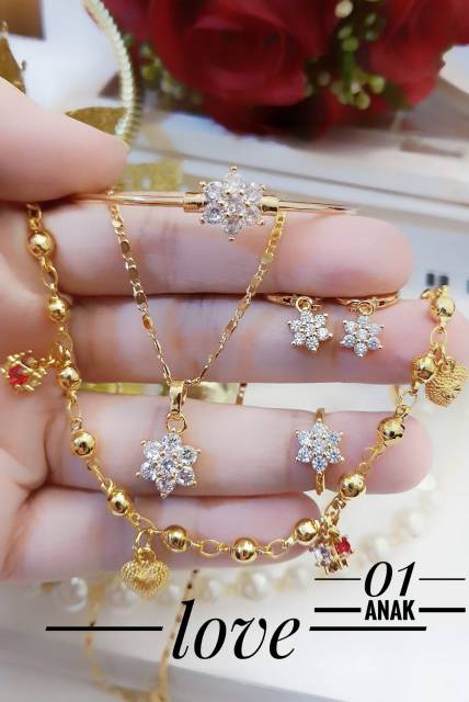 Xuping set perhiasan anak lapis emas 18k 1619