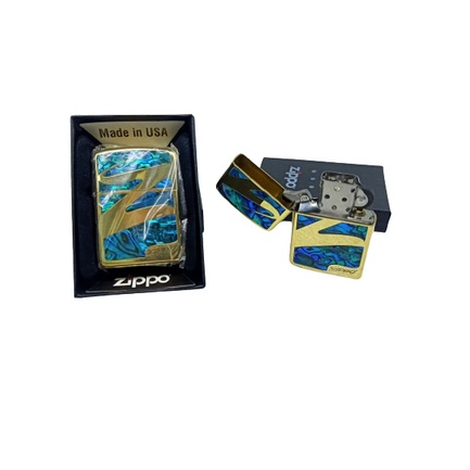 korek api zipo blue gold motif Z