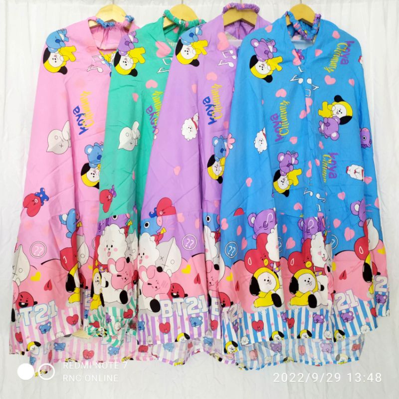 Mukenah Anak karakter BTS size M SD kelas 1 dan 2