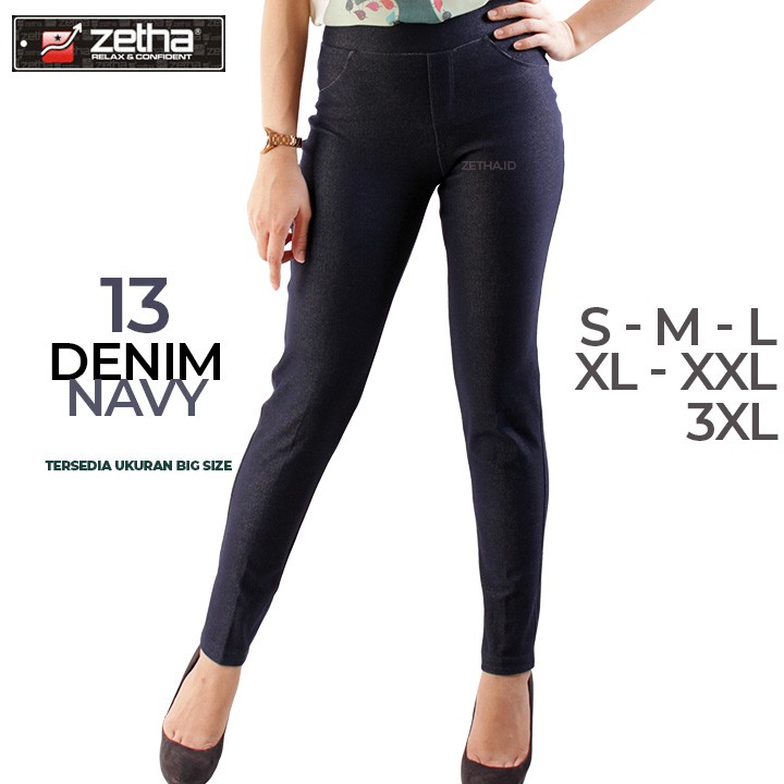 Celana legging zetha warna Denim Navy untuk wanita | Celana Zetha