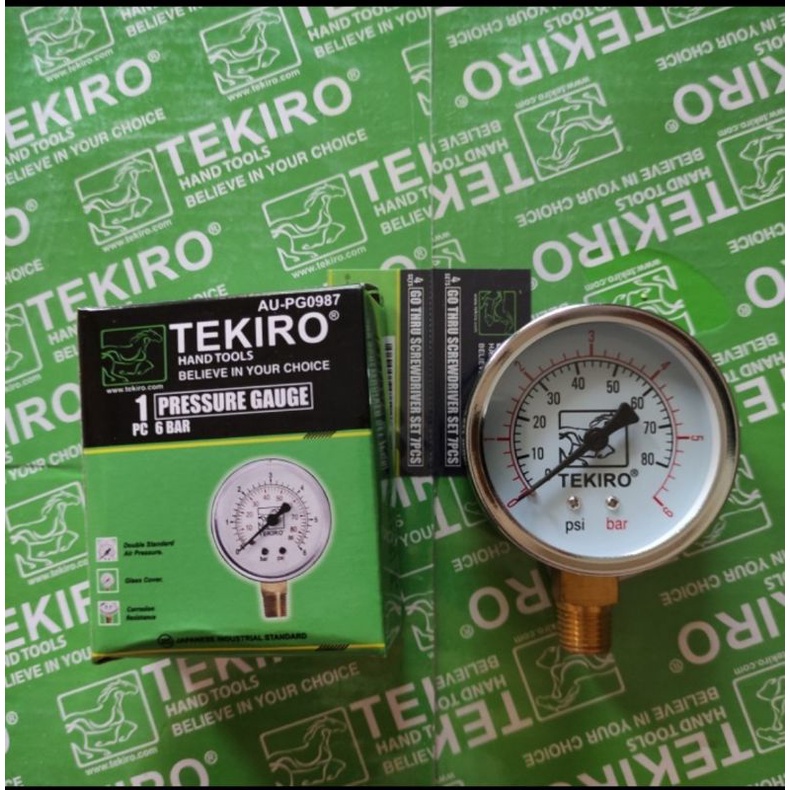 TEKIEO PRESSURE GAUGE 6 BAR PENGUKUR TEKANAN ANGIN 6 BAR MANOMETER