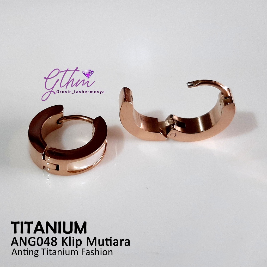 Anting titanium pearl ang048 klip mewah anti karat