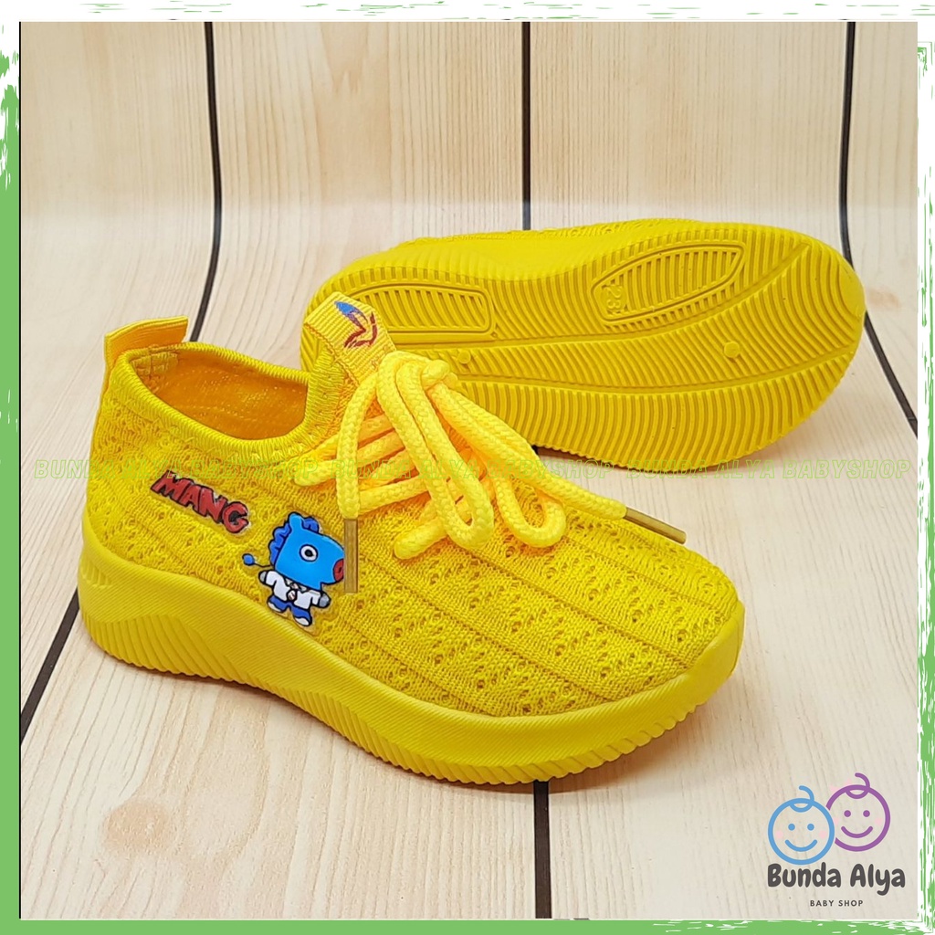 Sepatu Anak Laki Laki IMPORT Usia 1 Sampai 7 Tahun KUNING Lentur Alas Karet - Sepatu Anak Cewek Cowok Lentur Elastis Motif Karakter Lucu Model Kekinian Anti Licin Size 22 Sampai 36