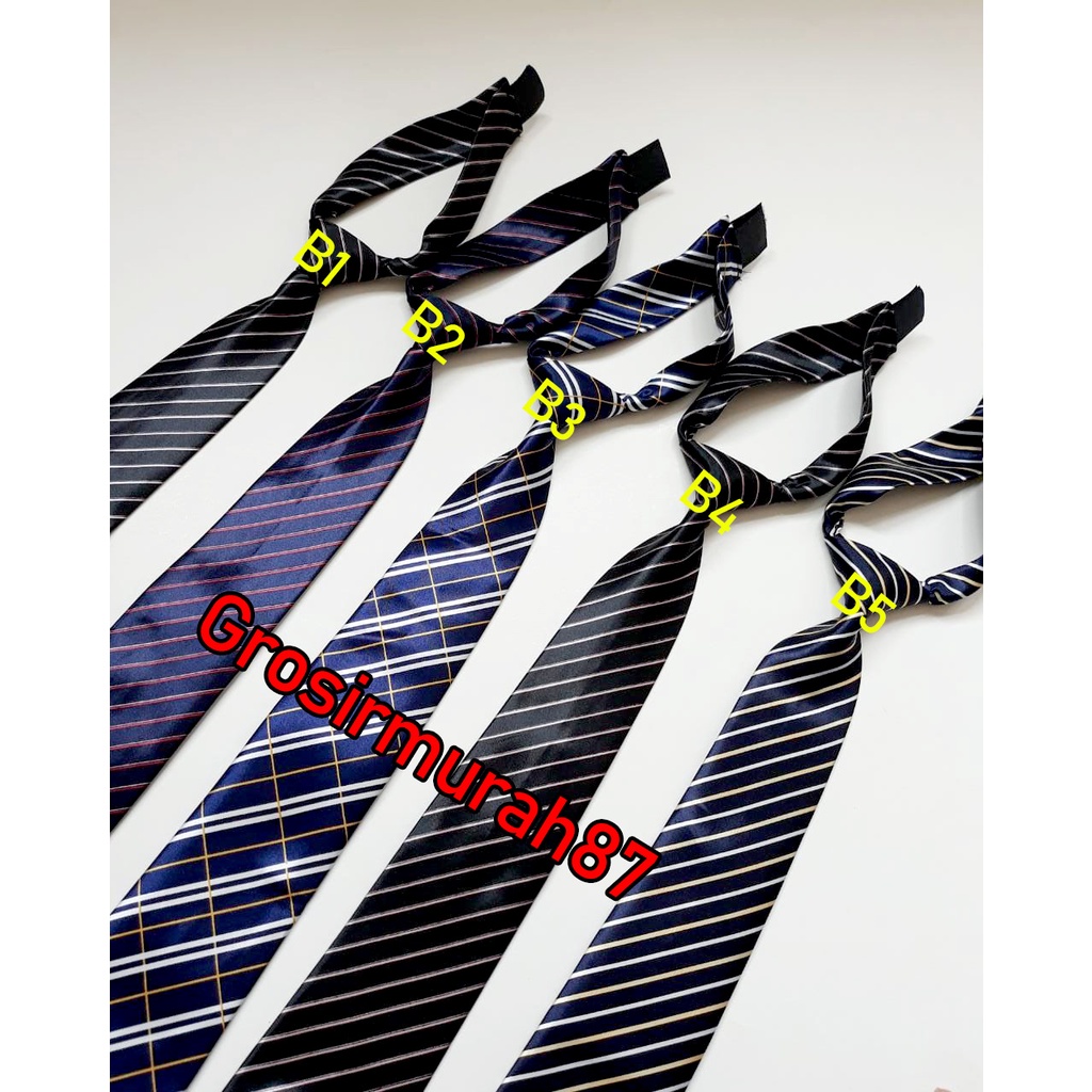 Dasi instant motif langsung pakai kretekan 3 inch 8 cm tempel velcro
