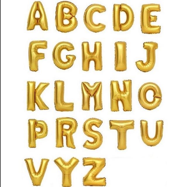 Balon foil huruf - balon foil huruf gold - balon gold - balon huruf gold