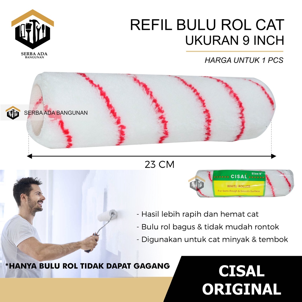 BULU ROLL CAT 9&quot; SUPRA ETERNA CISAL ASLI KUALITAS BAGUS COPOT TERMURAH TEMBOK KUAS