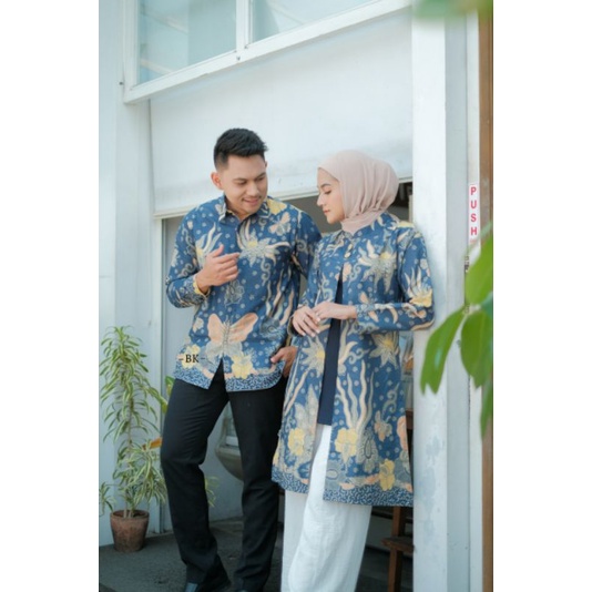 BAJU COUPLE BATIK SERAGAM KANTOR TUNIK KEMEJA DEWASA M L XL XXL