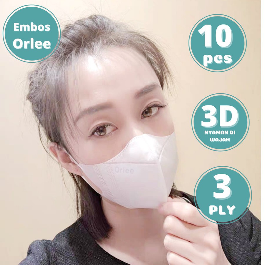 Masker Duckbill Original Orlee Emboss Earloop 3 Ply Izin Resmi Kemenkes Isi 10pcs &amp; 5pcs (repack) OK