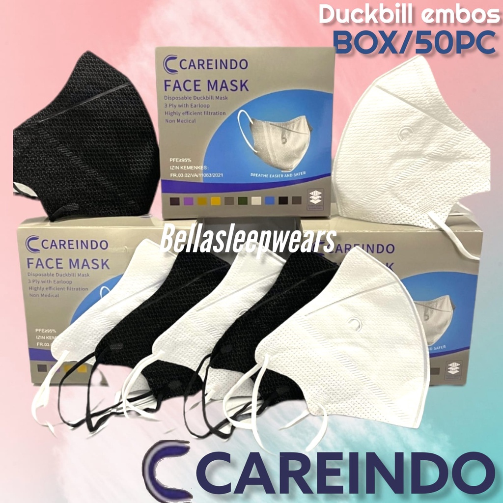 CAREINDO - MASKER DUCKBILL RAVA CAREINDO 3PLY EMBOS C BOX ISI 50 GARIS FACE MASK - MIRIP UTAMA