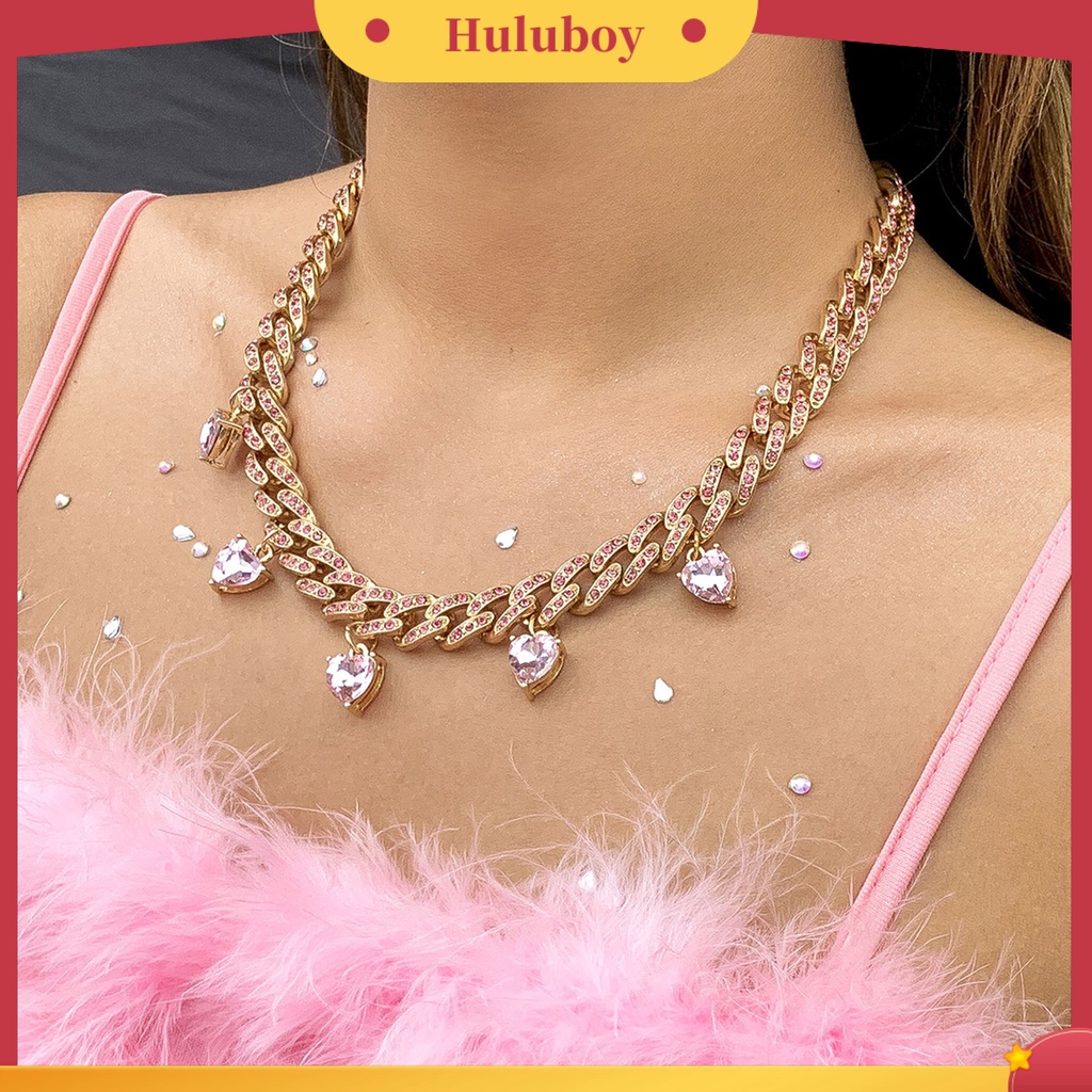 Hu Hu Hu Hu Hu Alat Bantu Pasang Kacamata♡ Kalung Choker Rantai Liontin Hati Gaya Punk Tahan Lama Untuk Wanita