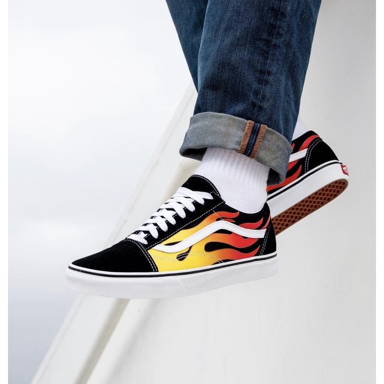 Vans Oldskool Flame Black/True White Original Resmi