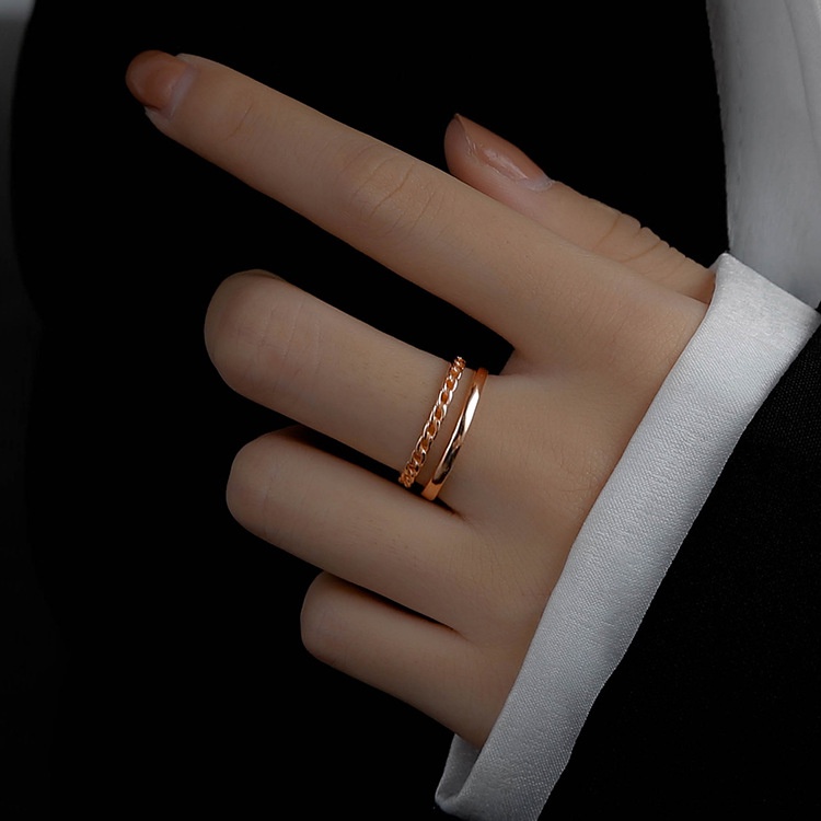 Opening Double-layer Parallel Adjustable Ring Female Ins Simple Personality Simple Ring Female Fashion Sweet Heart Jewelry