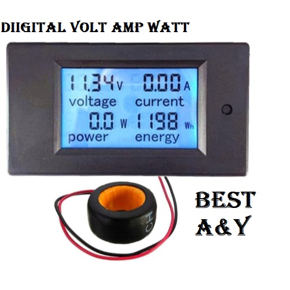 KWH AC 100A Digital Volt Amp 220V 100A Ammeter Watt Ampere Kwh Meter 80-260VAC Voltmeter AC