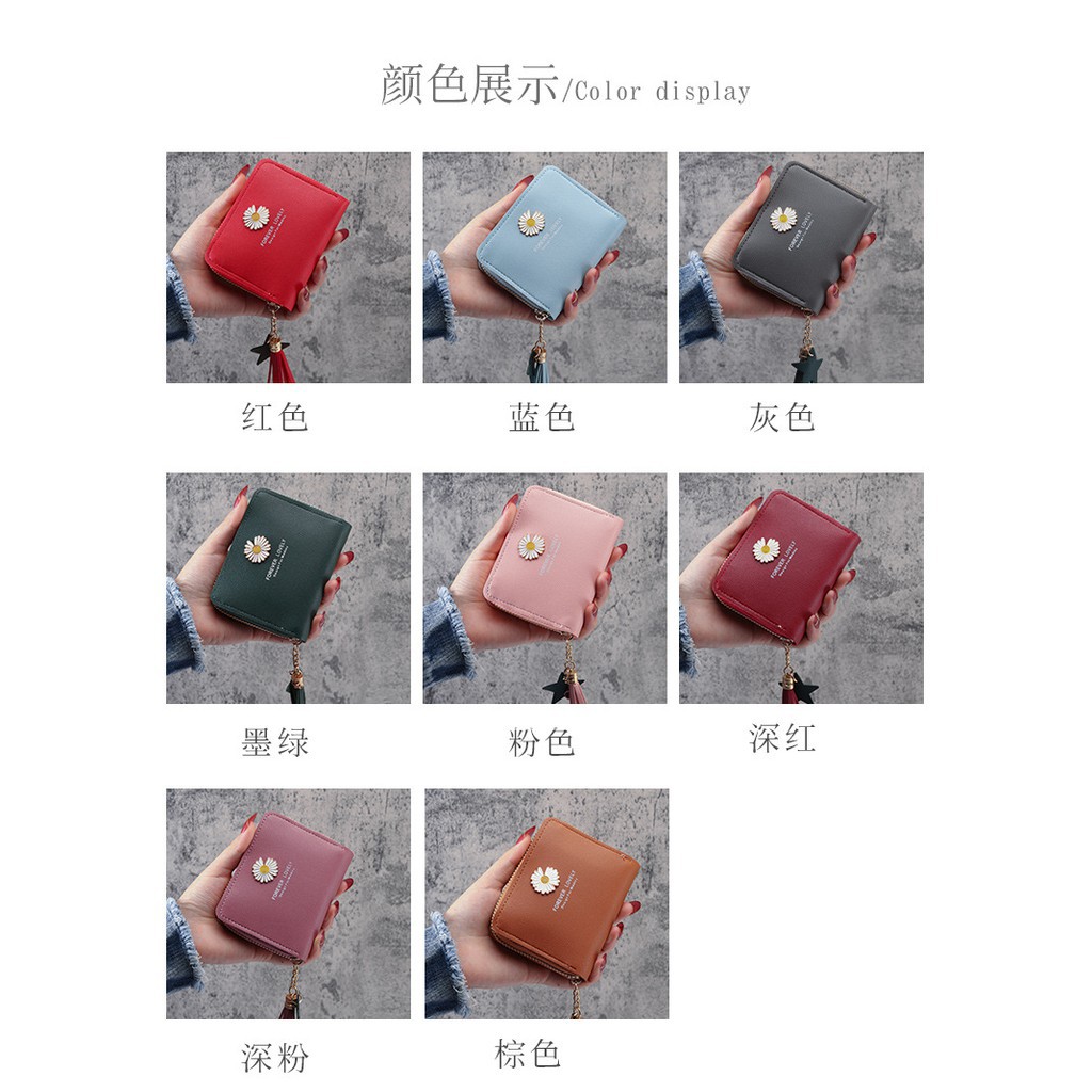 Dompet Mini Wanita Dompet Koin &amp; Kartu Wanita Motif Bunga daisy Import Real pict
