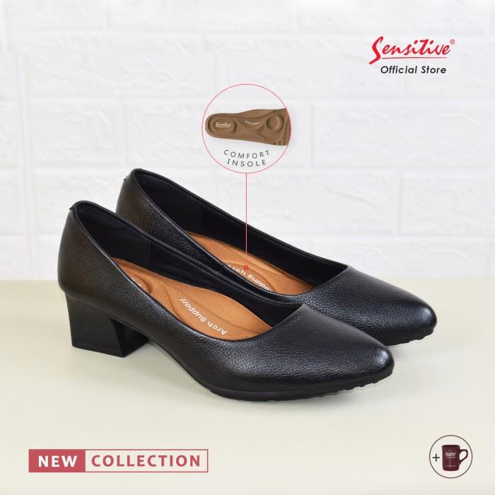 Sensitive Sc Mona 4500 Hitam Sepatu Kulit Heels Wanita