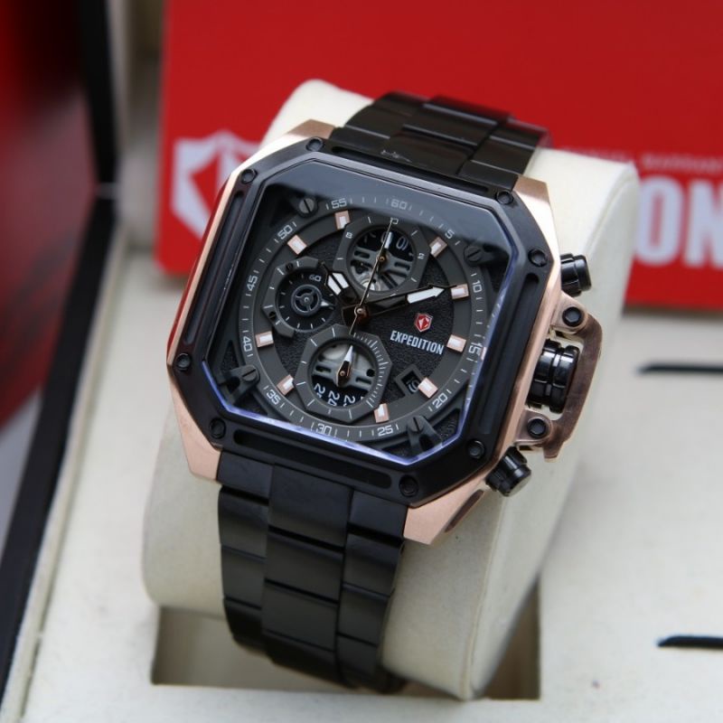 Jam Tangan Expedition E 6812 Tali Rantai Pria / Cowok Original