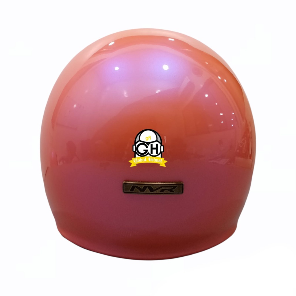 Helm Retro List Chrome Pastel Orange Helm Bogo Half Face SNI Free Kaca Flat