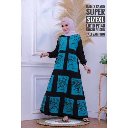 Gamis rayon abstrak malaman  Super //busui TerBaru