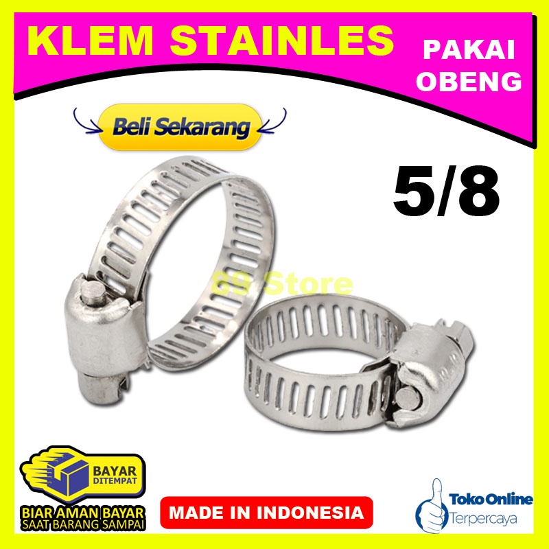 Jual KLEM SELANG 5/8 INCH / KLEM STAINLESS / KLEM PENGUCI SELANG / KLEM ...