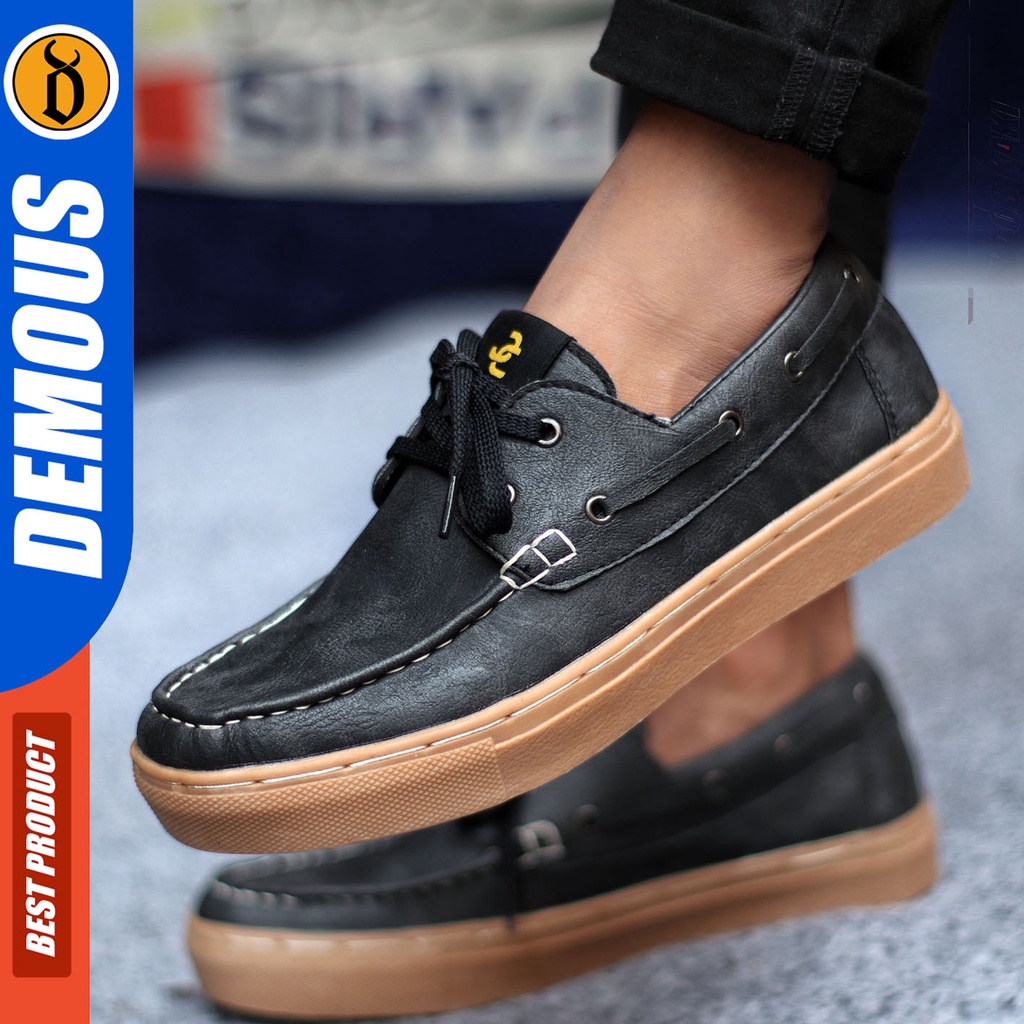 Sepatu Casual Pria Loafers Sepatu Hitam Coklat DEMOUS JIMZAP