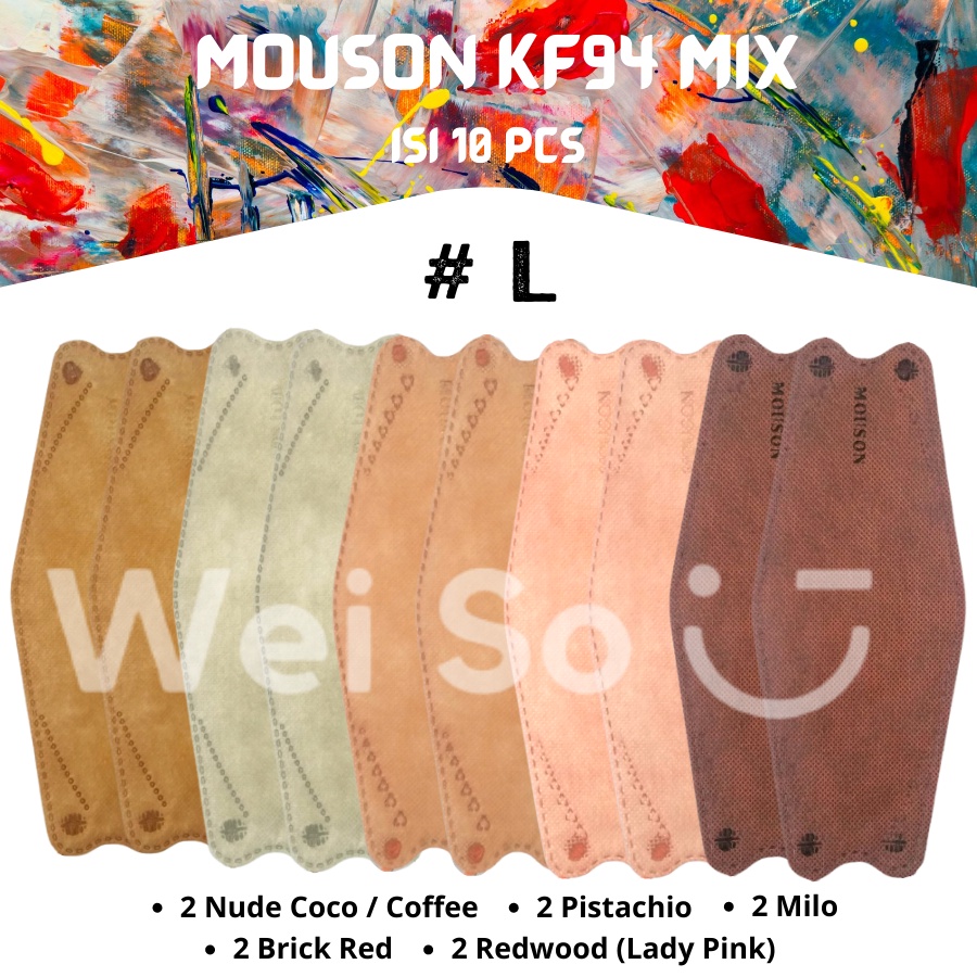 Masker Korea KF94 Mouson Full Color 4Ply Disposable Facemask Mask Evo 4D Impor KF 94 isi 10 Pcs