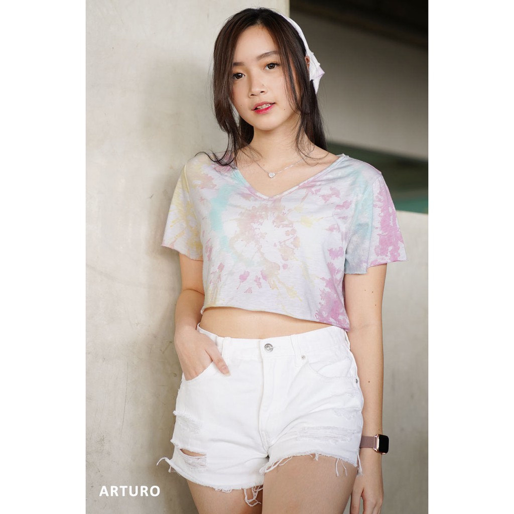 JANE COLLECTION || Marbelo Shirt Kaos Tie Dye Loose TShirt Handmade BIGSIZE Tie Dye Crop Shirt XL