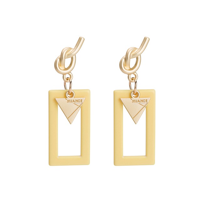 LRC Anting Tusuk Fashion Square Plate Geometric Earrings Alloy Knotted F33XXX