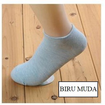 DODORY D060 Kaos Kaki Polos Wanita KaosKaki Spandek Pendek Korea Murah Short Socks-Biru Muda