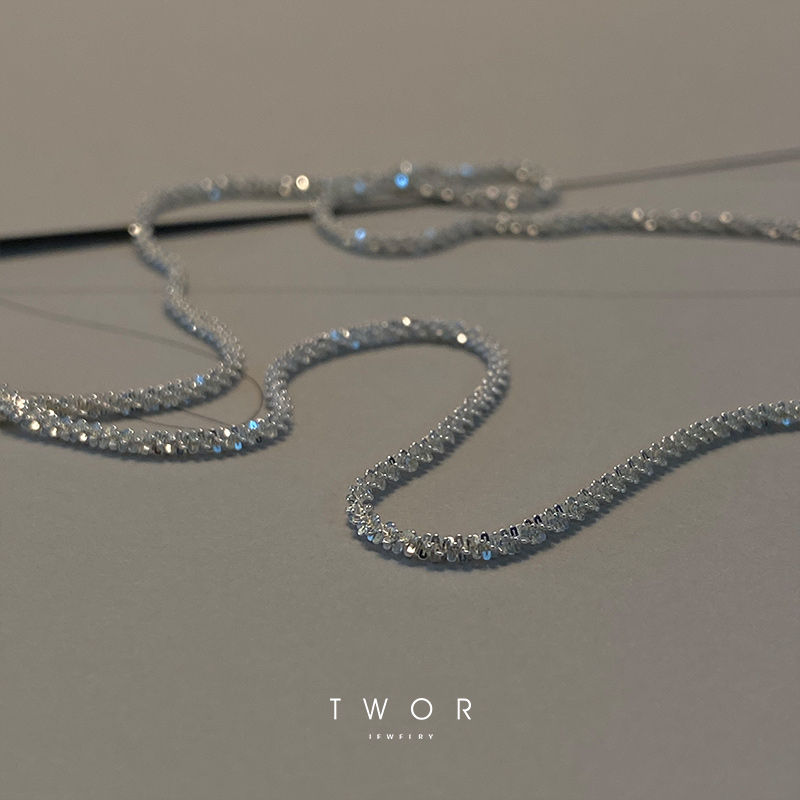 925 Silver Flashing Clavicle Chain Gypsophila Female Necklace Small and Exquisite Star Clavicle Chain Holiday Gift