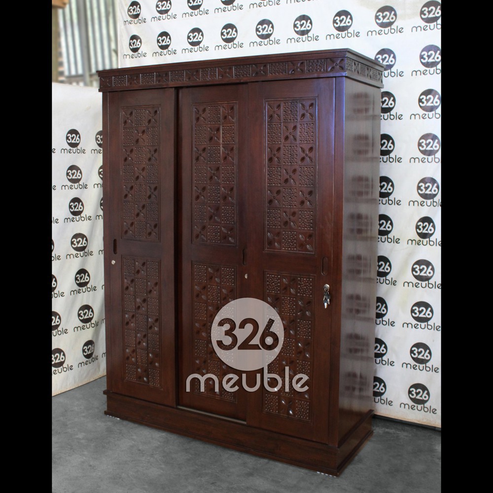 Almari 3 Pintu Sliding Minimalis Jati Mebel Jepara