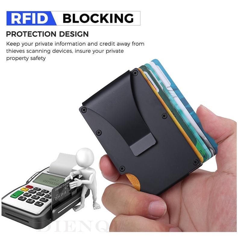 Dompet Kartu Anti maling Magnetic RFID Pria wanita untuk kartu ATM, Trans Jakarta, Kartu Akses Masuk, Credit Card,  eKTP mencegah Pencurian Data dengan Scanner RFID, Minimalist Card Holder Wallet RFID Blocking for Men and Women Wallet Metal Credit Card