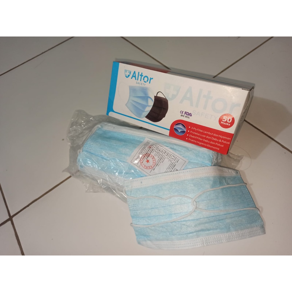 MASKER HIJAB/HEADLOOP  3PLY ISI 50PCS + (BOX)