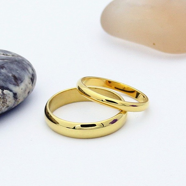BEST SELLER Cincin Couple / Tunangan / Nikah / Pasangan / kawin / Titanium C090 warna Gold / Emas simple