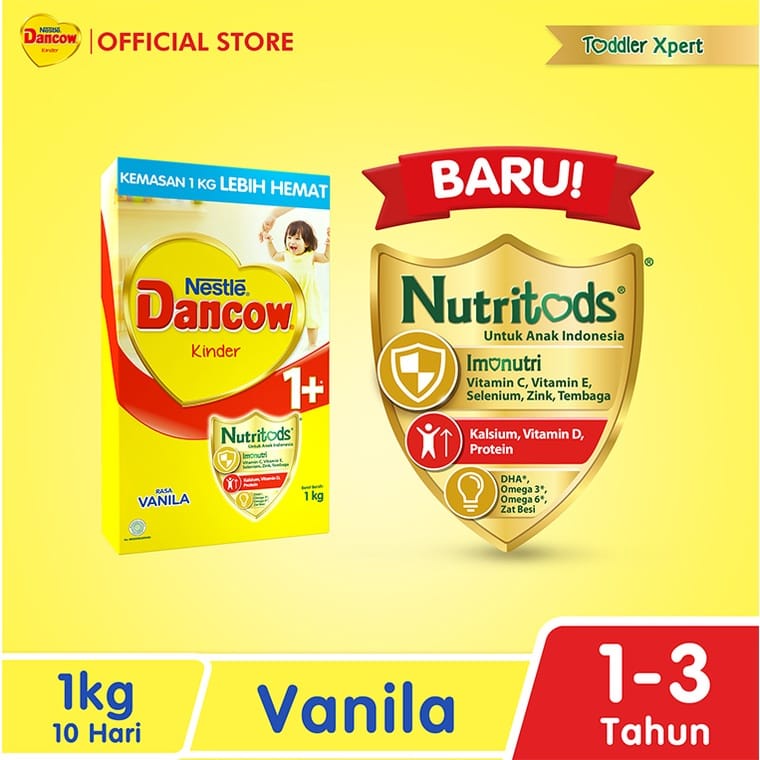 DANCOW  1+ 3+ FORTIGO VANILA MADU COKELAT INSTANT 780GR 1 KG