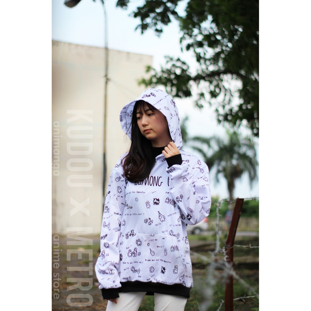 Hoodie Among Us Fullprint White Impostor