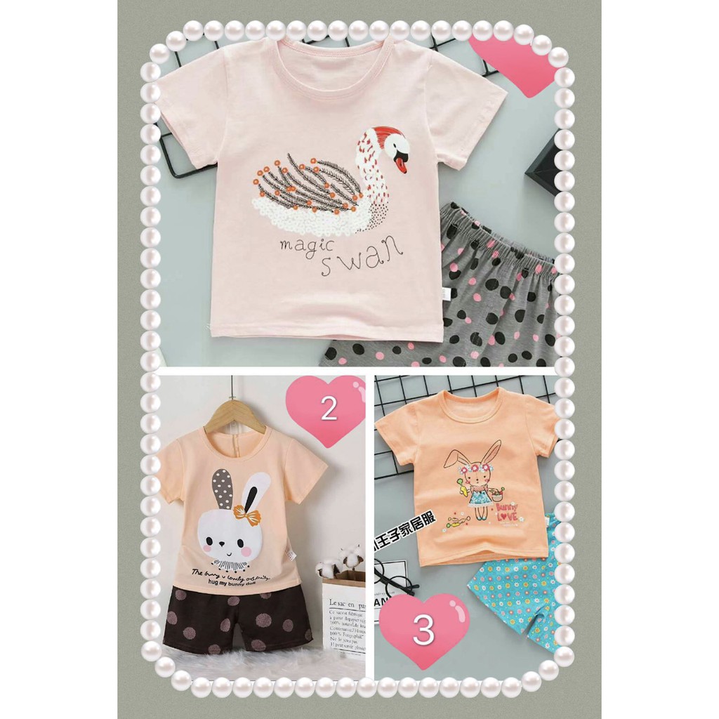 babyfit baju  anak  perempuan  setelan  pendek katun import  