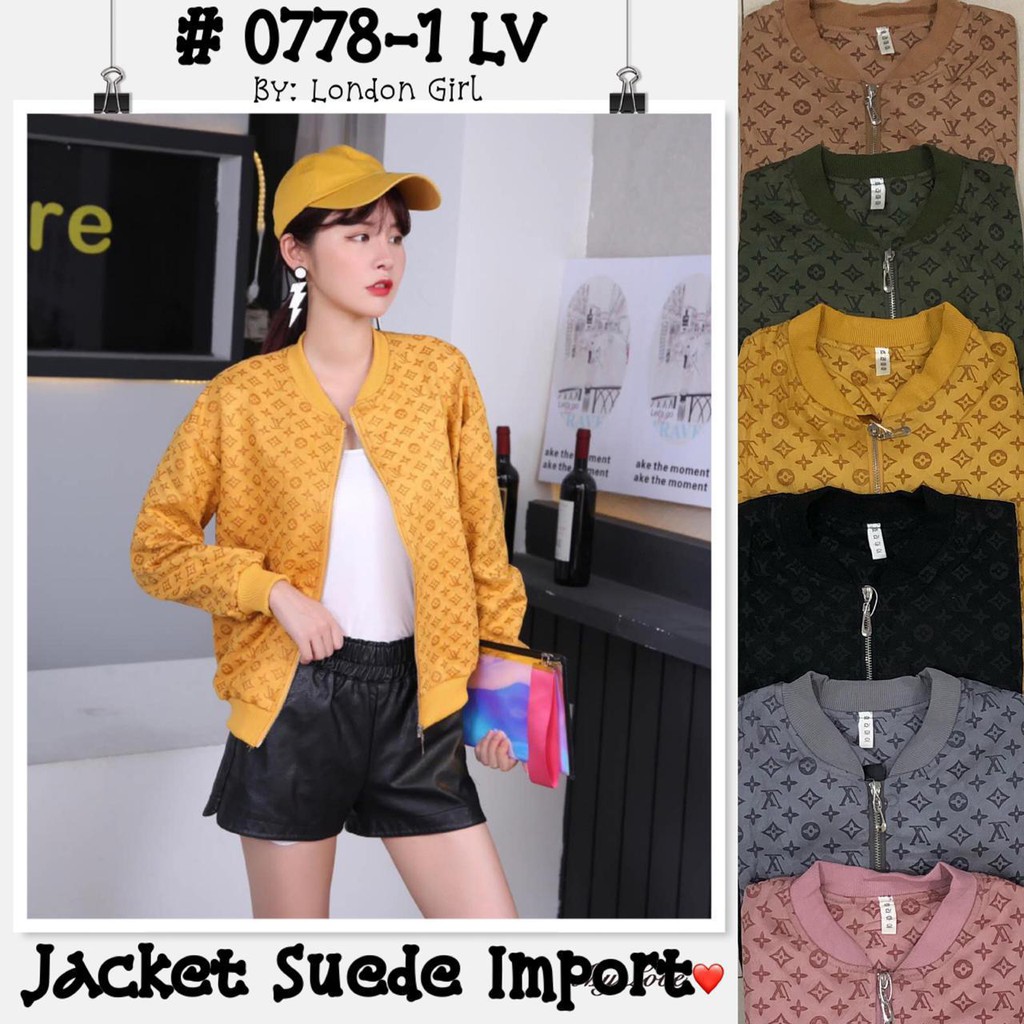 Jaket Wanita Suede Import Lengan Panjang Grosir Ecer #0778-1 LV/ Woman Import Suede Jacket