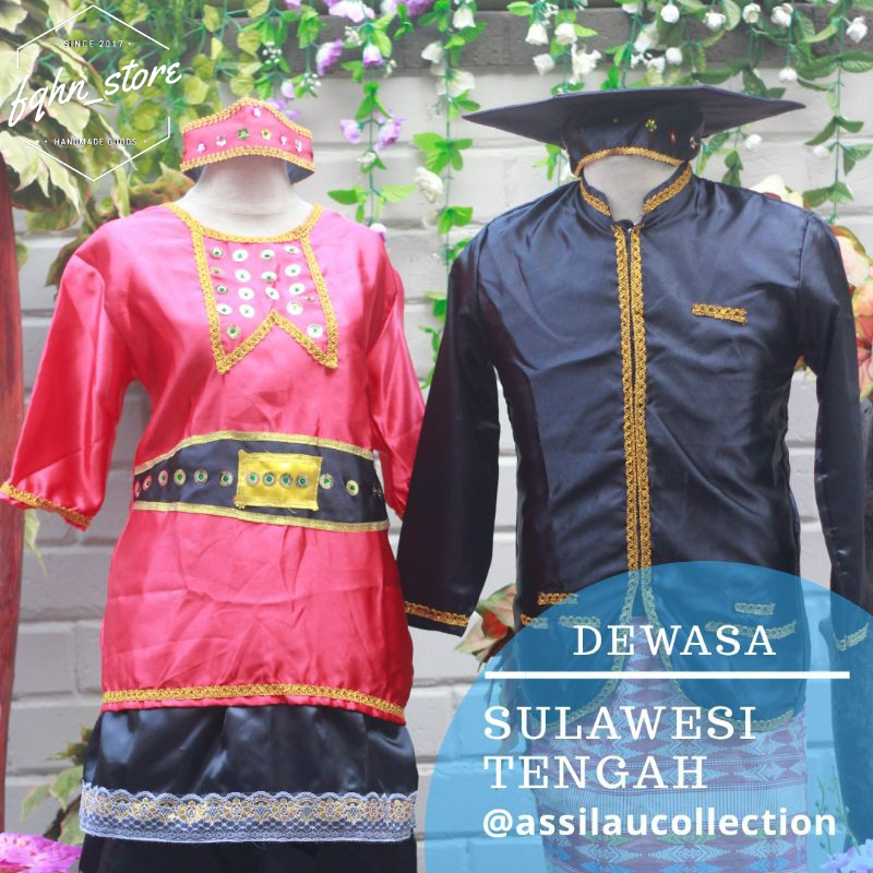 Baju adat dewasa Sulawesi Tengah satuan (Laki/Cewek)
