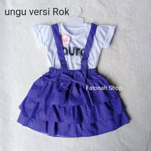 Setelan anak cewek 1 2 tahun overall kodokan kaos kodok baju anak perempuan cewek rok celana